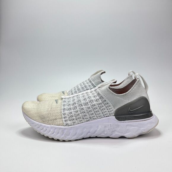 Nike Phantom Run Flyknit 2 True White Silver Slip-On Shoes Women's Size 6 - Picture 2 of 10